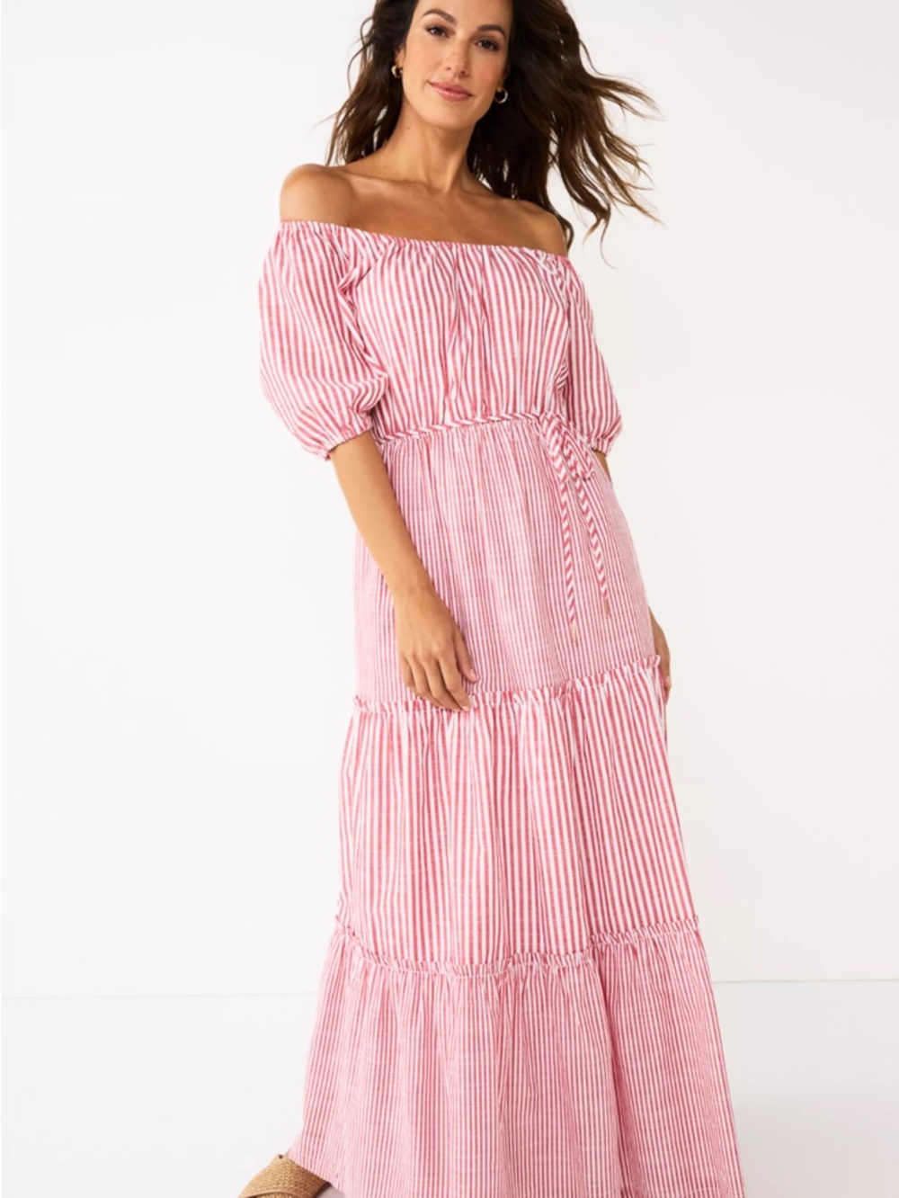 Women's DRAPER JAMES RSVP™ Short Sleeve Tiered Maxi Dress